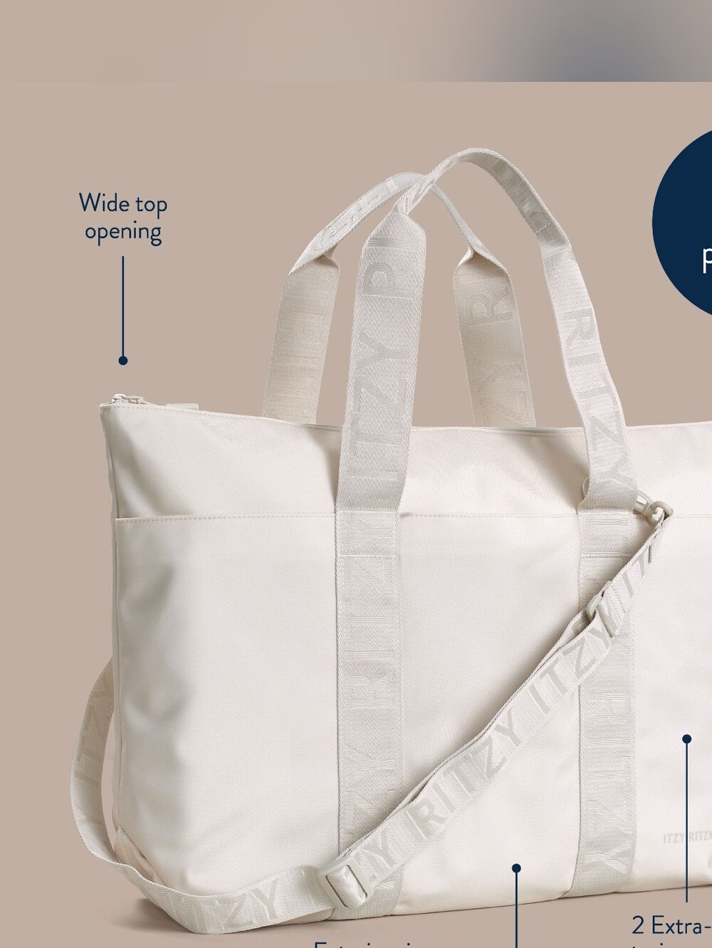 NWT Itzy Ritzy Belong All-in-Tote Weekender Bag Cream Baby Bag - Picture 2 of 9